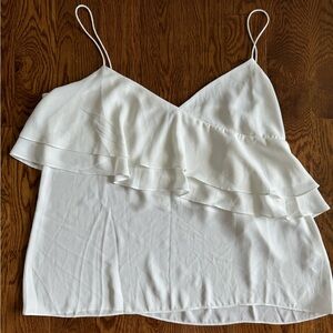 J. Crew Drapey Ruffle Cami Tank Top Blouse Ivory SIZE 16 Tall